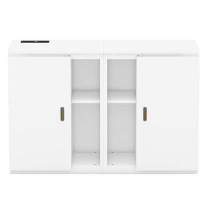 Queen Murphy Bed with USB Ports – White