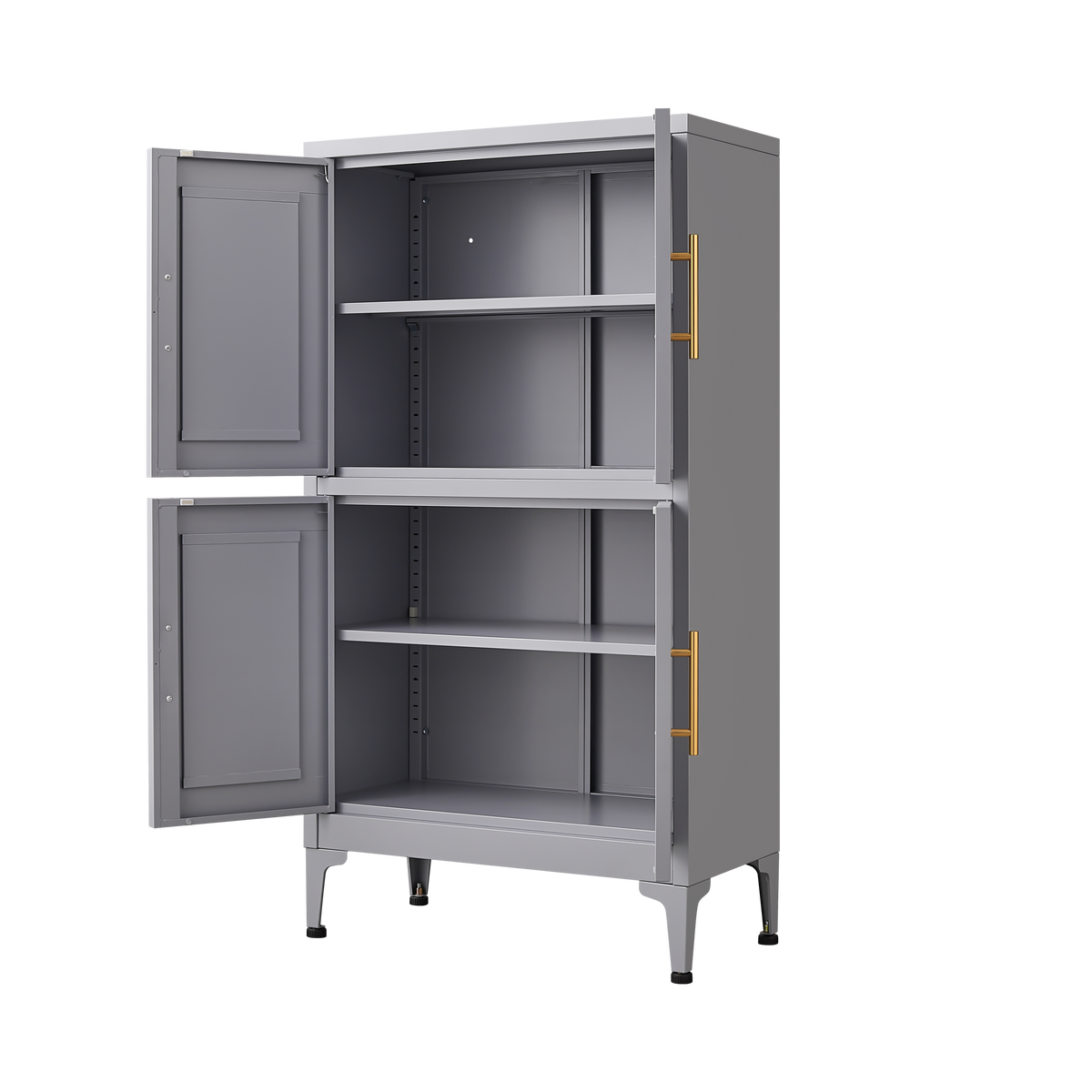 Grey Metal Kitchen Storage Cabinet with Doors
