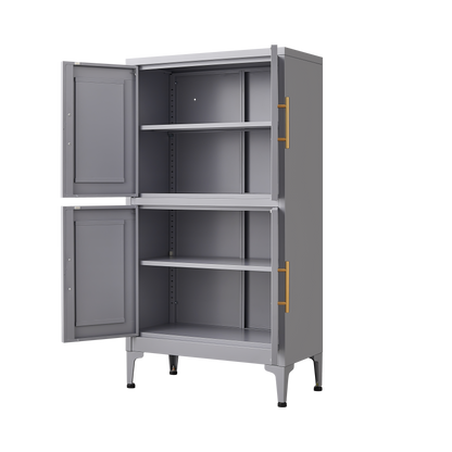 Grey Metal Kitchen Storage Cabinet with Doors