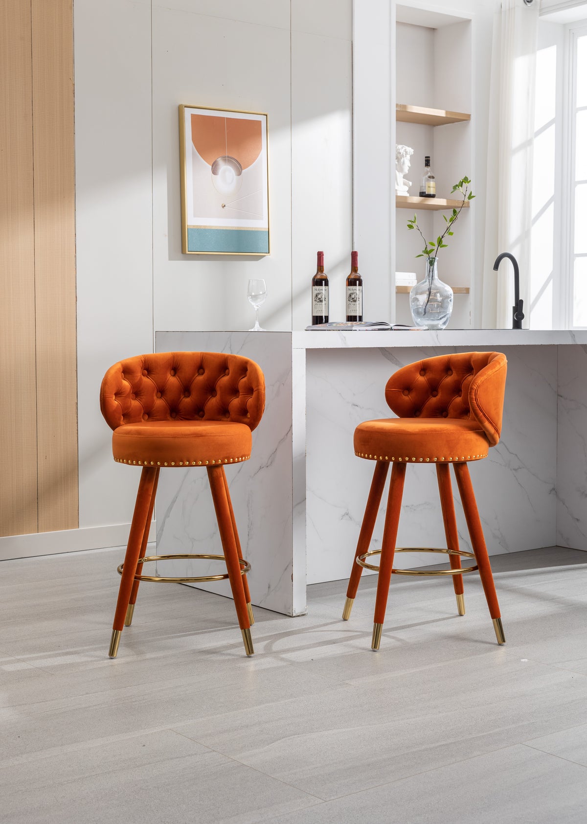 Counter Height Bar Stools Set of 2 Black