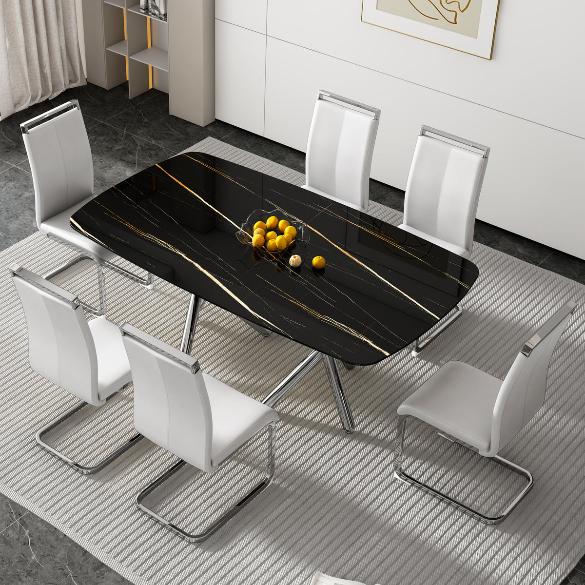 Large Minimalist Dining Table Gray