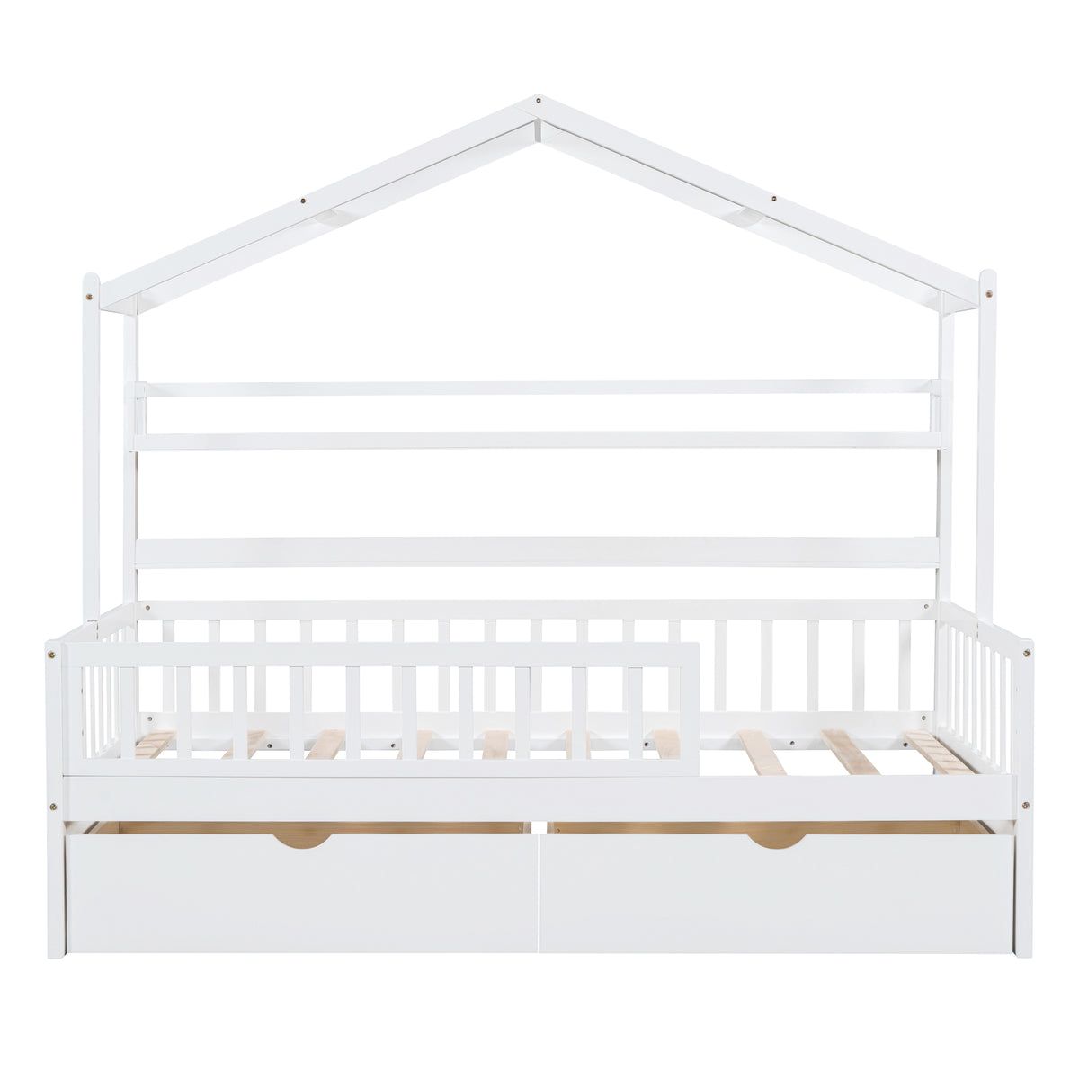 Twin House Bed with Storage Shelf White