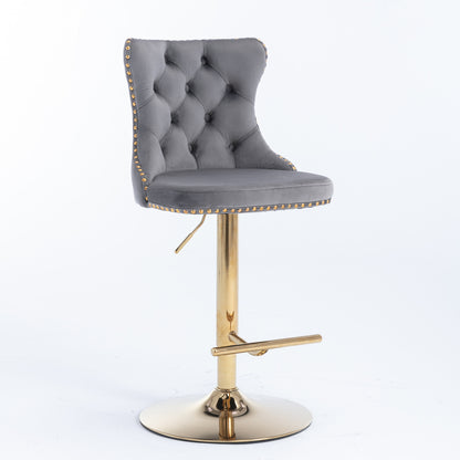 Adjustable Chrome Bar Stools Set of 2 Gray