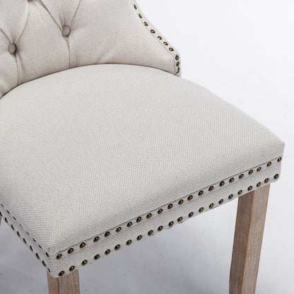 Nikki Tufted Linen Dining Chair Set (2 pcs) – Beige and Gray