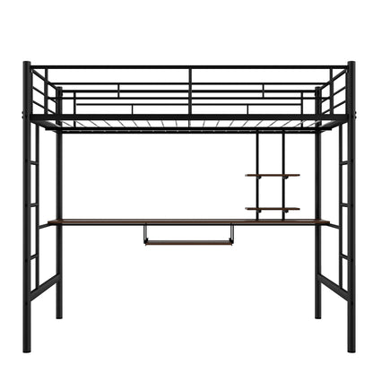 Loft Bed with Desk and Shelf Black