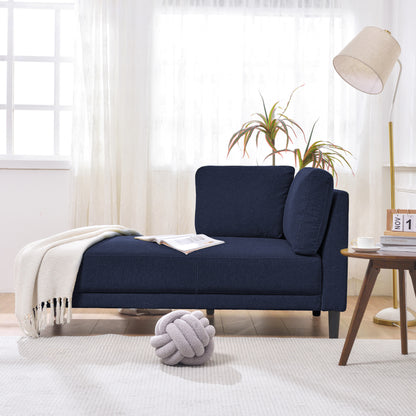 Mid-Century Linen Chaise Lounge – Blue
