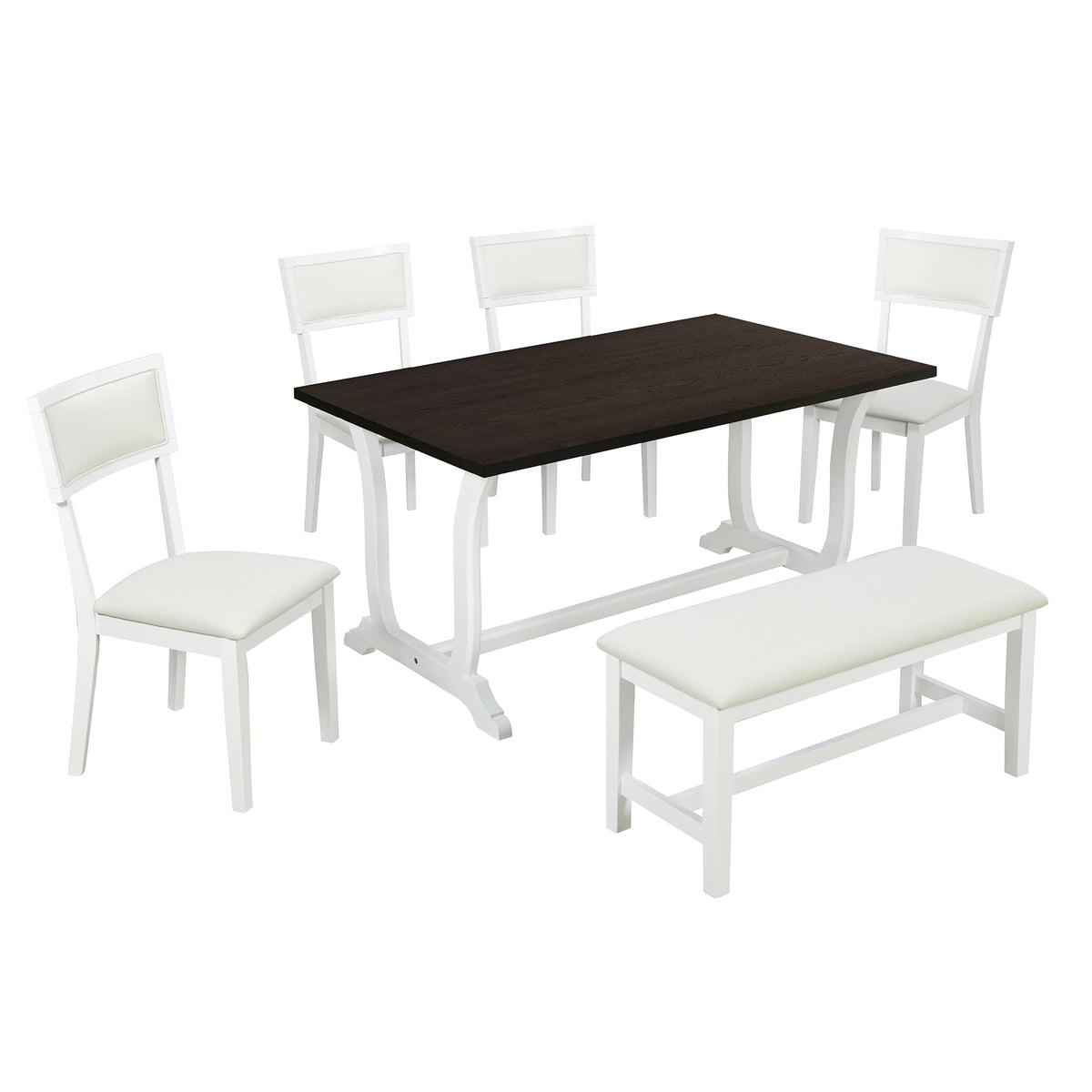 Topmax Farmhouse Dining Set (6 pcs) – White