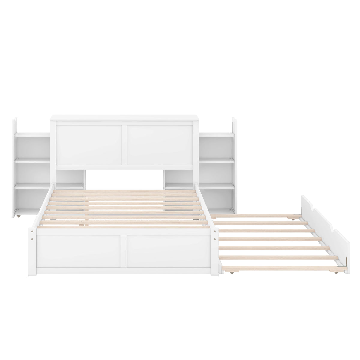 Full Storage Platform Bed with Trundle White