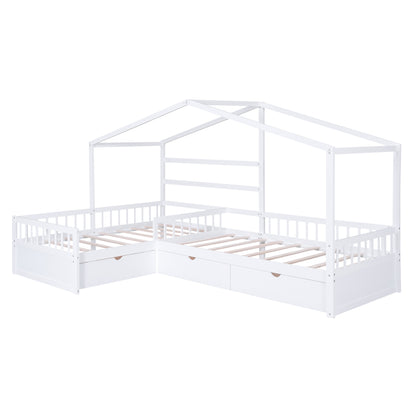 Twin House Bed White