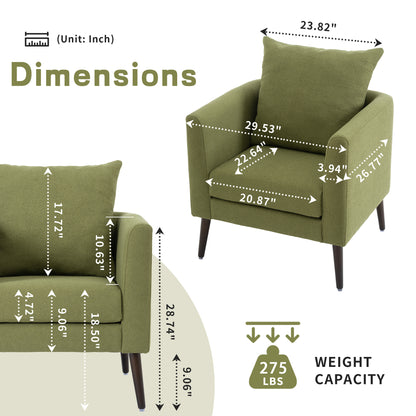 Barrel Accent Chair with Wooden Legs Olive