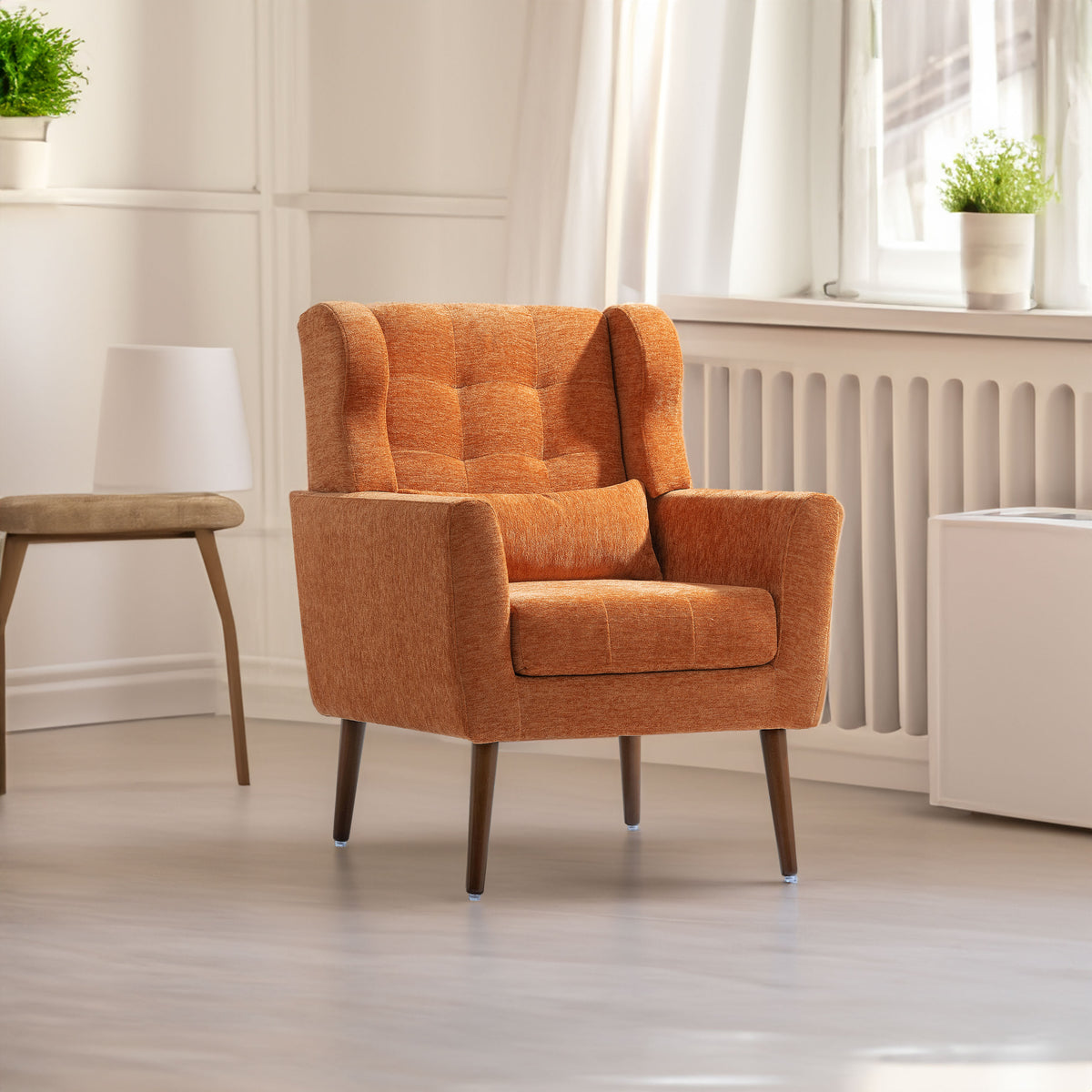 Modern Accent Chair Foam Filled Orange