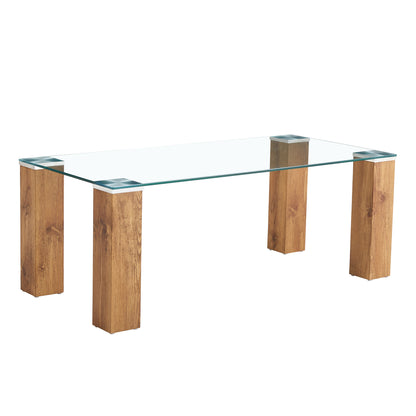 Glass-Top Coffee Table Set of 2 Transparent