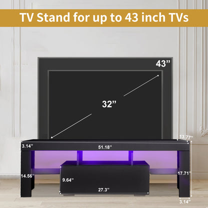 Modern TV Console with LED Storage Gray