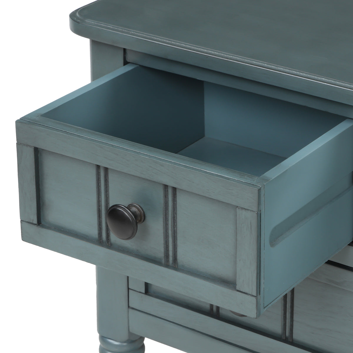 Slim Console Table with Drawers Navy Finish