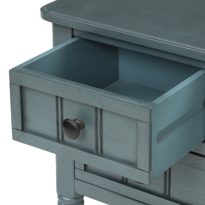 Slim Console Table with Drawers Navy Finish