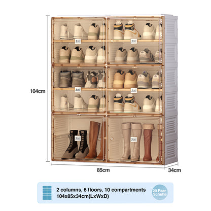 Stackable Shoe Storage Cabinet with Doors and Shelves