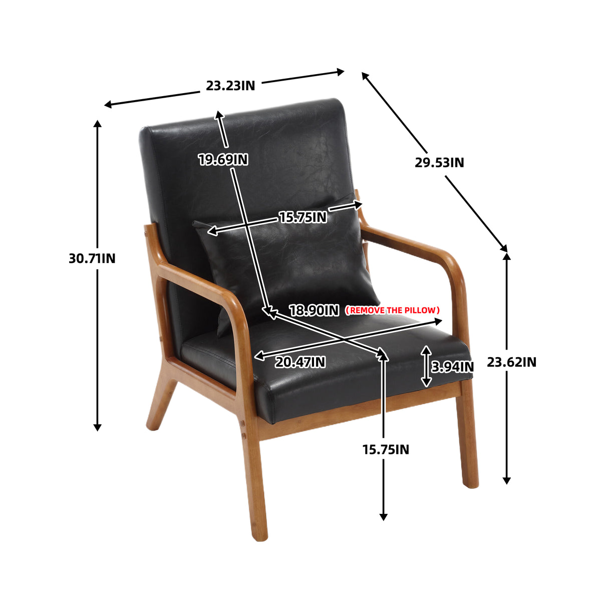 Modern Accent Chair with Pillow Black