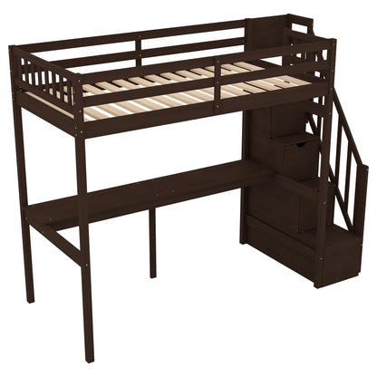Loft Bed with Storage Espresso