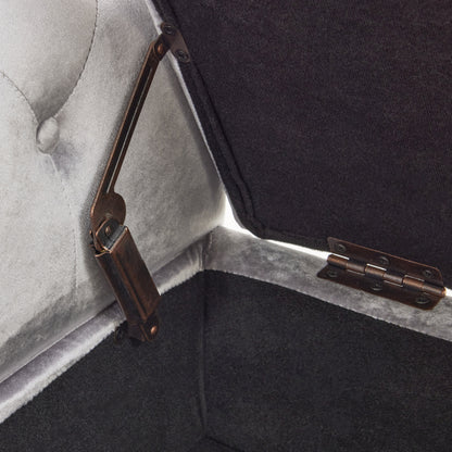 Velvet Storage Ottoman Bench Gray