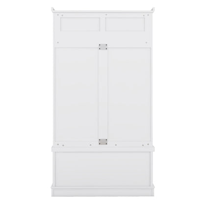 White Hall Tree Bench with Coat Hooks