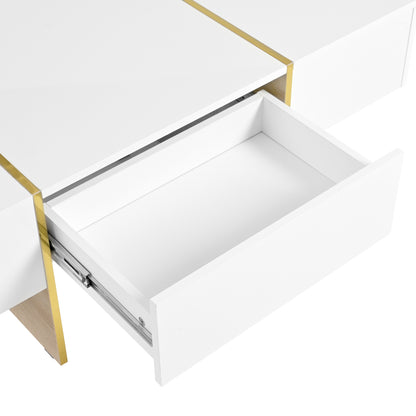 Multifunctional Table with Drawers Gold Finish