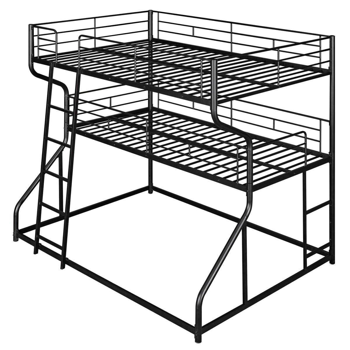 Black Triple Bunk Bed – 3-Tier Space-Saving Metal Frame for Kids & Teens