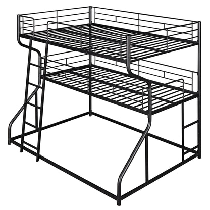 Black Triple Bunk Bed – 3-Tier Space-Saving Metal Frame for Kids & Teens
