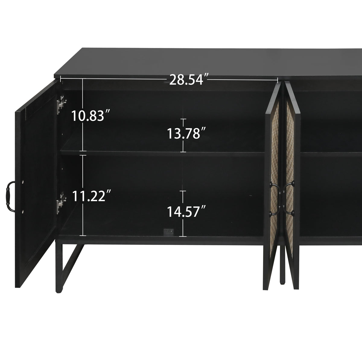 Rattan 4-Door Sideboard Black