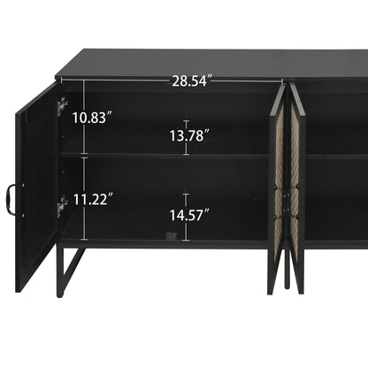 Rattan 4-Door Sideboard Black
