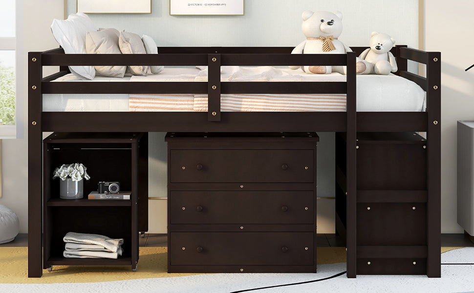Full Loft Bed with Cabinet Espresso