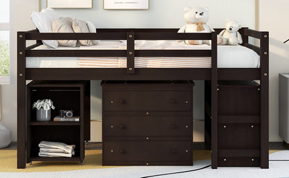 Full Loft Bed with Cabinet Espresso