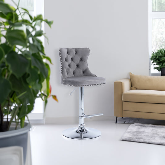 Modern Chrome Bar Stools Set of 2 Gray
