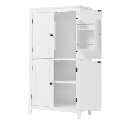White Bathroom Floor Cabinet Adjustable Shelf