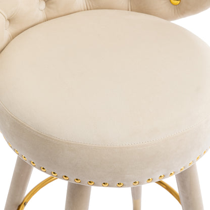 Coolmore Velvet Bar Stools (2 pcs) – Beige