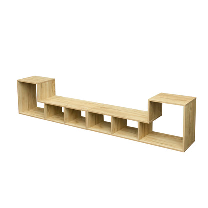 L-Shaped Oak Display Shelf – Modern Storage Unit