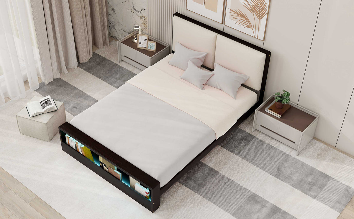 Queen Platform Bed with LED Headboard Espresso