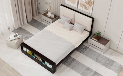 Queen Platform Bed with LED Headboard Espresso