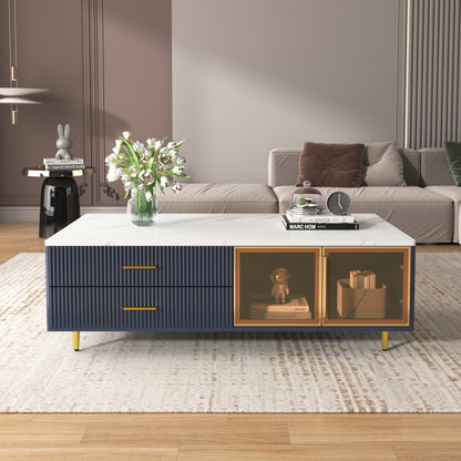 Navy Coffee Table Gold Legs