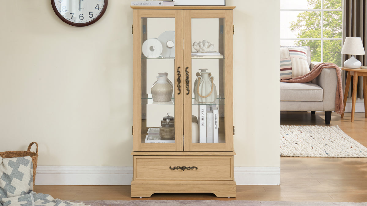 Oak Display Cabinet with Glass Frame