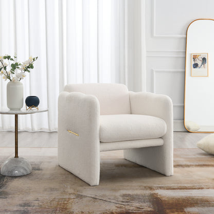 Wavy Armrest Accent Chair Teddy Cloth