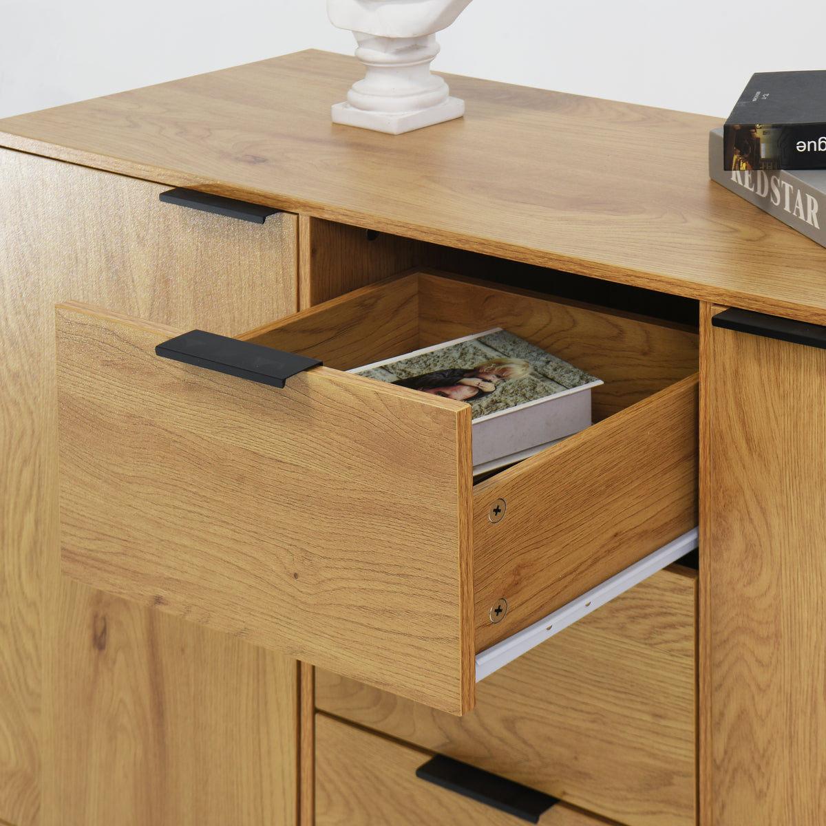 Side Panel Buffet Cabinet with Storage and Double Doors