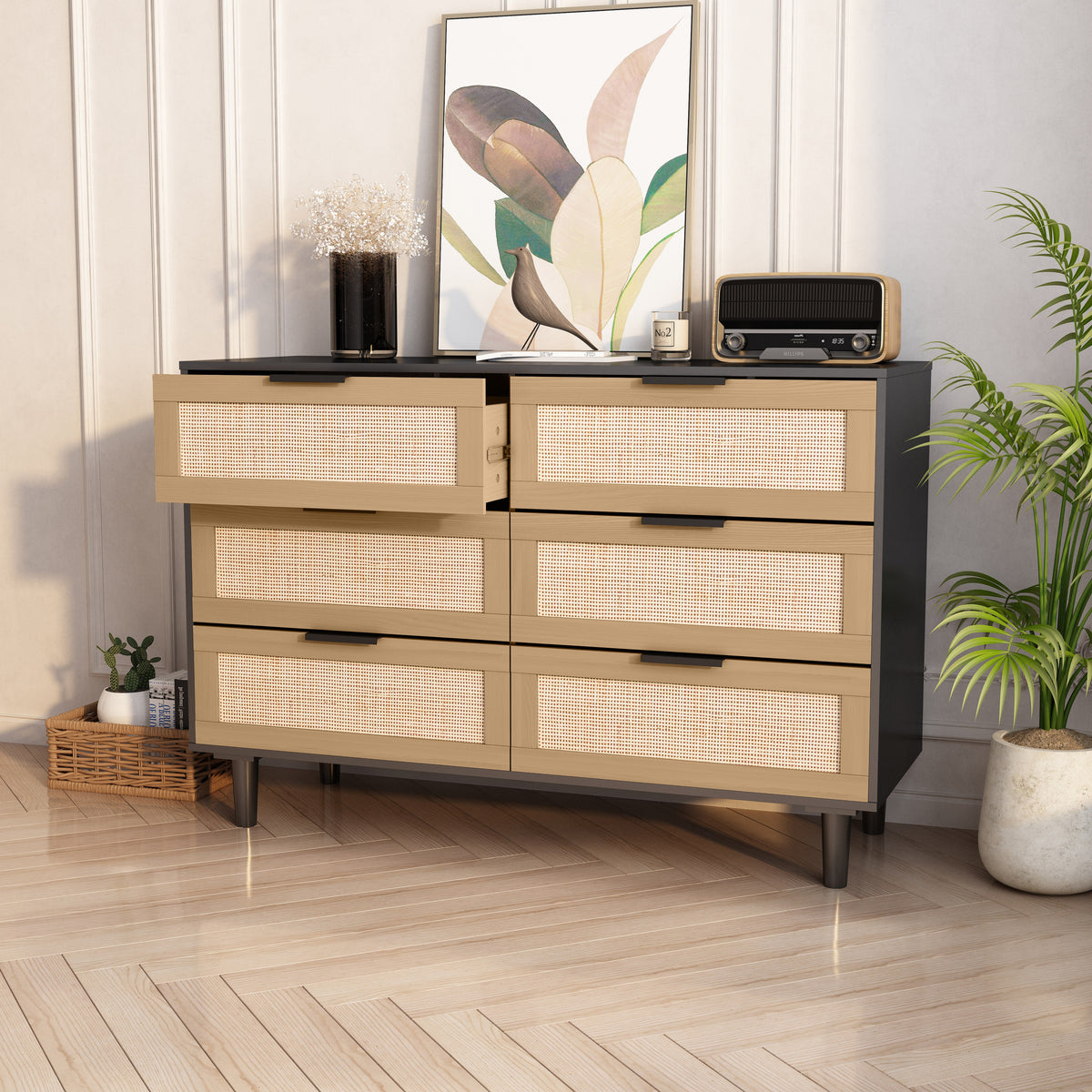 Rattan Dresser Black