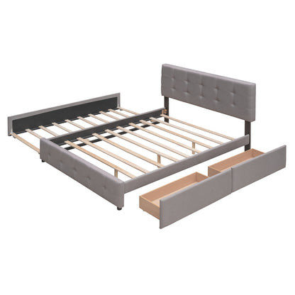 Upholstered Platform Bed Queen Light Gray