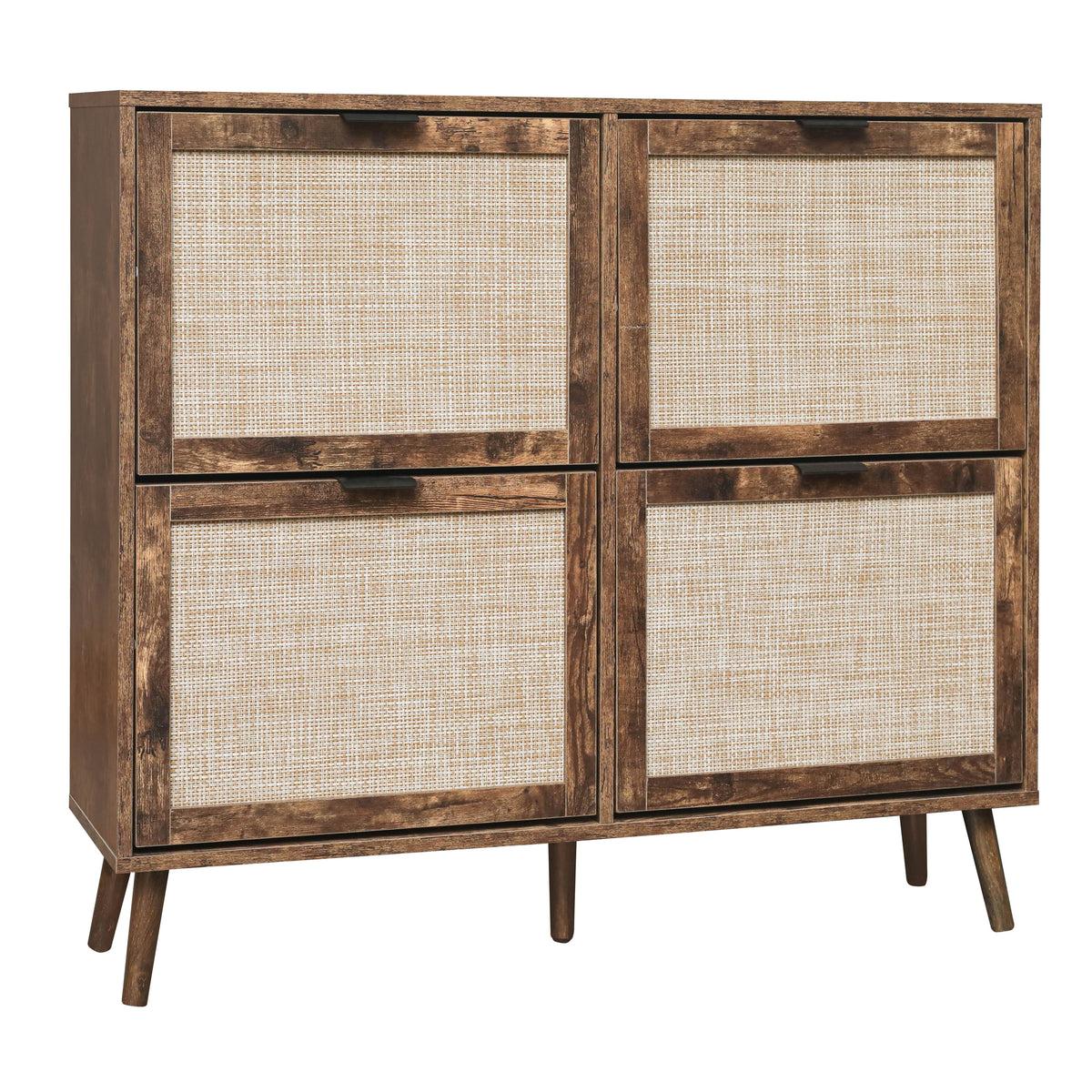 4-Door Freestanding Shoe Cabinet with Storage Shelves