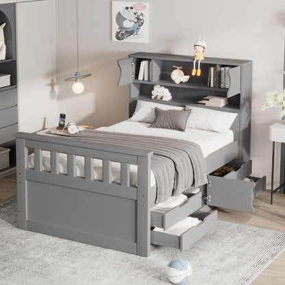 Twin Captain Platform Bed Gray
