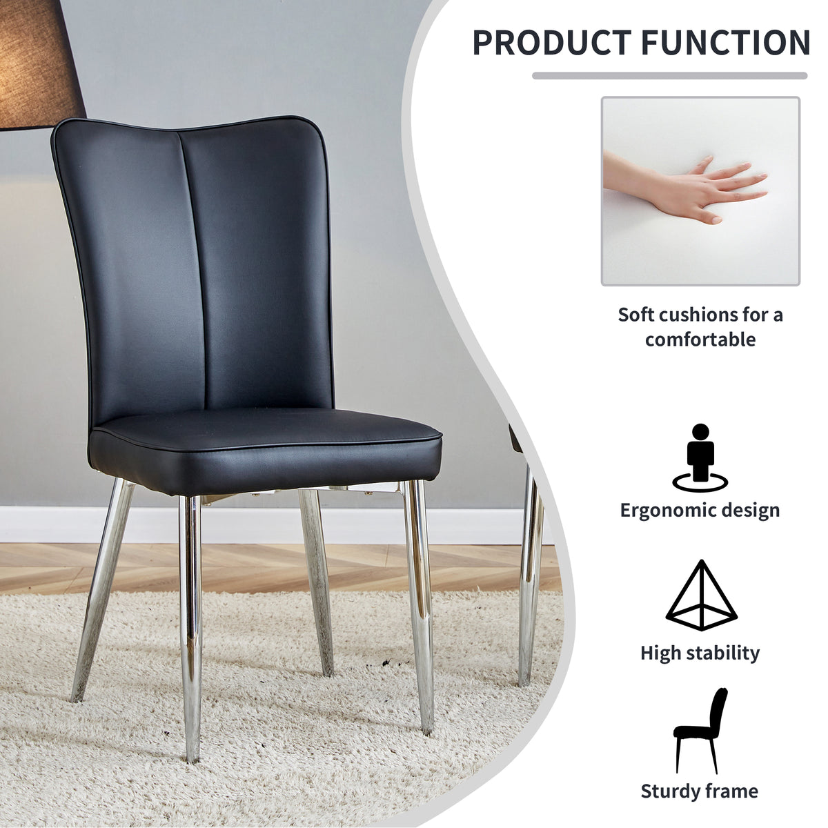 Modern Black Dining Chair Set (2 pcs)