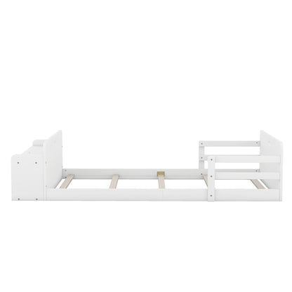 Twin Floor Bed with Guardrail White