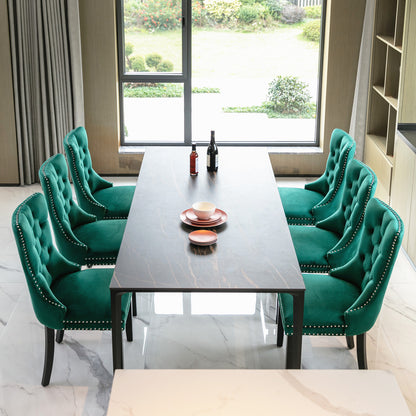 Nikki Tufted Linen Dining Chair Set (2 pcs) – Green