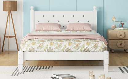 Twin Upholstered Bed with Button Headboard
