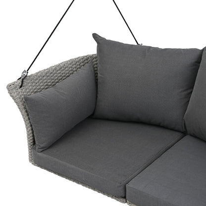 Hanging Swing Chair with Ropes Wicker Cushion